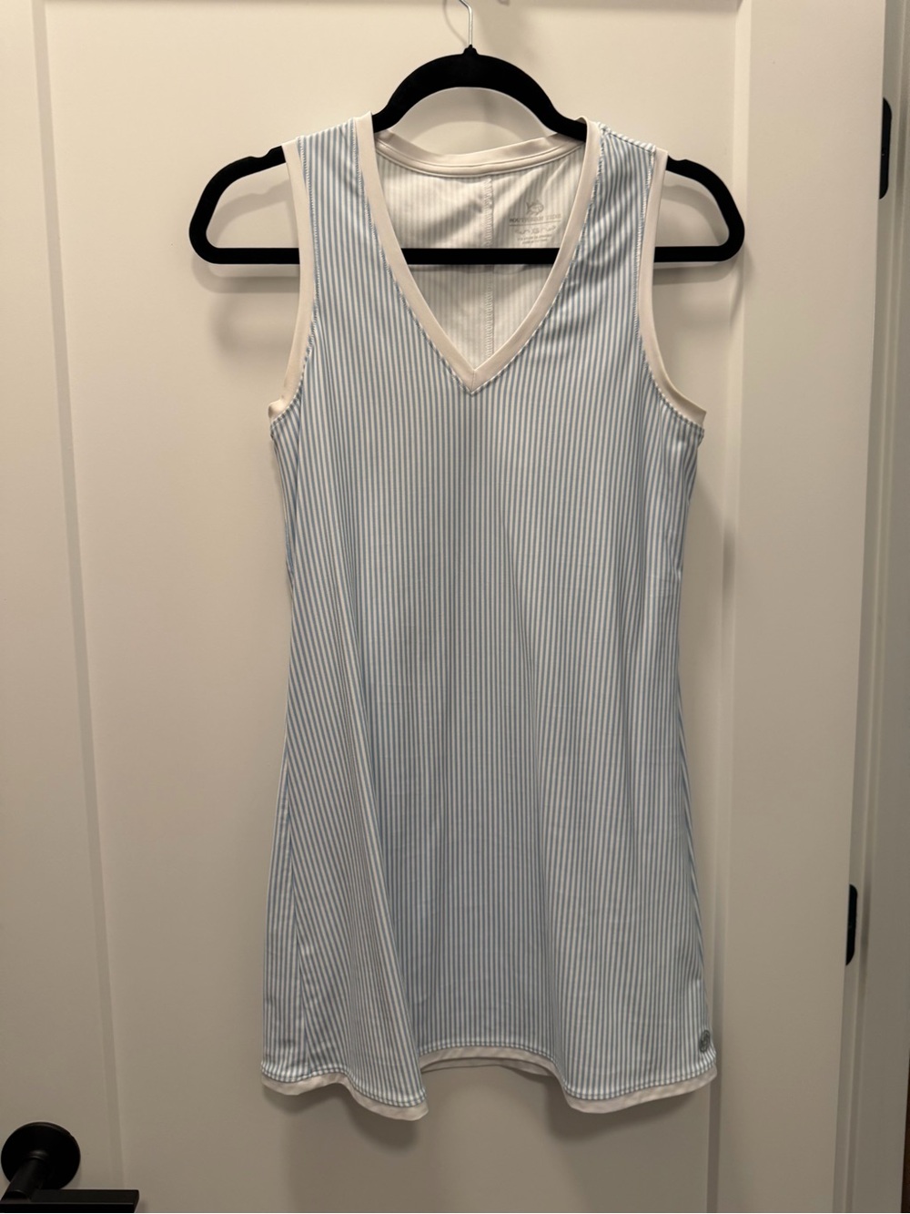 Southern Tide Light Blue & White Striped Sleeveless V-Neck Dress XS